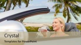  Presentation with recorder - Audience pleasing PPT theme consisting of command recorder at convertible car backdrop and a coral colored foreground