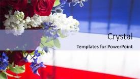  Presentation with red white blue - Colorful PPT theme enhanced with commemoration - red white and blue flowers backdrop and a light blue colored foreground