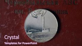  Presentation with chernobyl disaster - Amazing PPT theme having commemorative medal disaster on chernobyl backdrop and a wine colored foreground