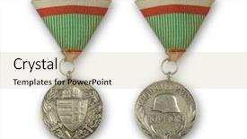  Presentation with world war - Audience pleasing presentation theme consisting of commemorative medal for world war backdrop and a soft green colored foreground