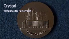  Presentation with power plant - Presentation theme featuring commemorative medal start reactor number background and a navy blue colored foreground