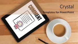  Presentation with certificate - Colorful PPT theme enhanced with comment text and certificate backdrop and a coral colored foreground