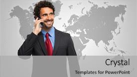  Presentation with commerce international - Audience pleasing presentation design consisting of commerce international - smiling man talking backdrop and a light gray colored foreground