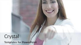  Presentation with lady - Presentation theme enhanced with commerce stream - business lady pointing background and a light blue colored foreground