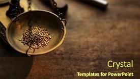  Presentation with weighing scale - Slide set having commerce-trade-profit-and-exchange background and a tawny brown colored foreground