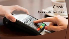  Presentation with credit card - Amazing theme having commercial activities - close up of hands backdrop and a mint green colored foreground