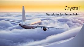  Presentation with image resolution - Cool new presentation theme with commercial airplane flying above clouds backdrop and a blonde colored foreground