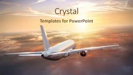  Presentation with image resolution - Slides with commercial airplane flying above clouds background and a lemonade colored foreground