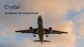  Presentation with airplane runway flight - Presentation theme consisting of commercial airplane flying above dramatic background and a coral colored foreground
