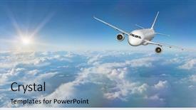  Presentation with commercial - Audience pleasing presentation consisting of commercial airplane flying above dramatic backdrop and a light blue colored foreground
