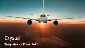  Presentation with commercial - PPT layouts enhanced with commercial airplane flying above dramatic background and a wine colored foreground