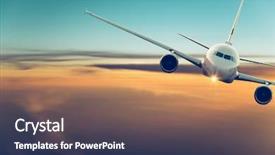  Presentation with commercial - Colorful PPT theme enhanced with commercial airplane flying above dramatic backdrop and a coral colored foreground