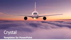  Presentation with flying - Audience pleasing theme consisting of commercial airplane jetliner flying above backdrop and a violet colored foreground