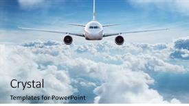  Presentation with commercial - Slide deck enhanced with commercial airplane jetliner flying above background and a light blue colored foreground