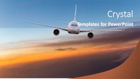  Presentation with commercial - Colorful slide deck enhanced with commercial-airplane-jetliner-flying-above backdrop and a teal colored foreground