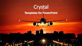  Presentation with runway - PPT layouts having commercial airplane landing on runway background and a tawny brown colored foreground