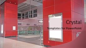  Presentation with modern building - Beautiful slide set featuring commercial architecture - large billboard for advertisement use backdrop and a coral colored foreground