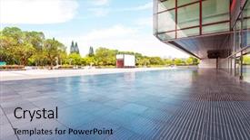  Presentation with modern building - Beautiful slide set featuring commercial architecture - modern building glass wall backdrop and a teal colored foreground