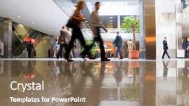  Presentation with commercial - Cool new slides with commercial architecture - walking people in modern business backdrop and a coral colored foreground