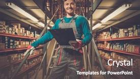  Presentation with spare parts - Audience pleasing slide deck consisting of commercial autoparts - worker on a automotive spare backdrop and a violet colored foreground