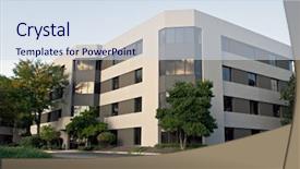  Presentation with commercial - Beautiful PPT theme featuring commercial building - corporate offices backdrop and a sky blue colored foreground