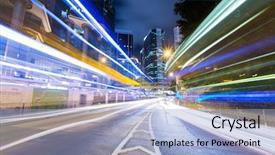  Presentation with hong kong finance - Colorful slide set enhanced with commercial building - hong kong busy traffic backdrop and a light blue colored foreground