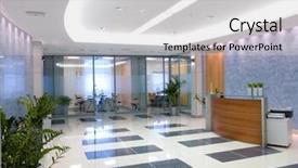  Presentation with commercial - PPT theme featuring commercial building - reception desk background and a  colored foreground
