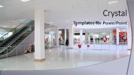  Presentation with commercial - Presentation design having shopping centre - commercial center background and a light gray colored foreground