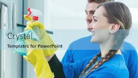  Presentation with office cleaning - Colorful presentation design enhanced with commercial-cleaners-cleaning-an-office backdrop and a light blue colored foreground