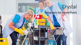  Presentation with commercial cleaning - Beautiful PPT layouts featuring commercial cleaners doing the job backdrop and a light blue colored foreground