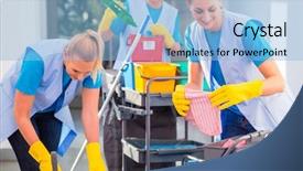  Presentation with commercial cleaning - Colorful slides enhanced with commercial cleaners doing the job backdrop and a light blue colored foreground