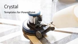  Presentation with commercial cleaning - PPT layouts enhanced with commercial cleaning - polisher working on marble floor background and a  colored foreground