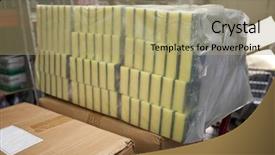  Presentation with sponges - Audience pleasing presentation design consisting of commercial cleaning - sponges in grocery store backdrop and a  colored foreground