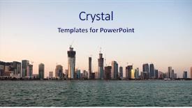  Presentation with skyline - Slides featuring commercial district february 29 2009 background and a sky blue colored foreground