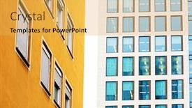  Presentation with commercial - Presentation consisting of commercial-finance-building-in-frankfurt background and a yellow colored foreground