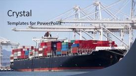  Presentation with container ship - Cool new presentation design with commercial fishing - container ship moored backdrop and a light blue colored foreground