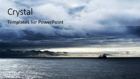  Presentation with sea fishing - Amazing PPT theme having commercial fishing - factory vessel in open sea backdrop and a light blue colored foreground