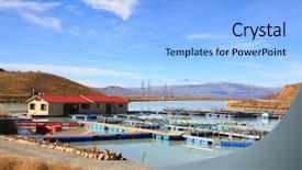  Presentation with agriculture - Presentation design featuring commercial fishing - salmon farm at new zealand background and a light blue colored foreground