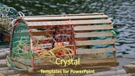  Presentation with rope - Cool new slide deck with commercial fishing - wooden lobster trap with buoys backdrop and a tawny brown colored foreground