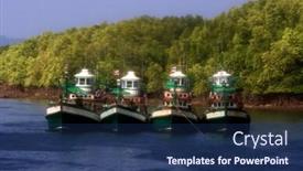  Presentation with fishing boat - PPT theme with commercial-fishing-boat-in-thailand background and a ocean colored foreground