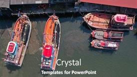 Presentation with fishing boats - Colorful slides enhanced with commercial-fishing-boats-at-port backdrop and a dark gray colored foreground