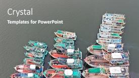  Presentation with fishing boats - Audience pleasing slide deck consisting of commercial-fishing-boats-in-thailand backdrop and a gray colored foreground