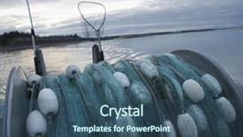  Presentation with fishing net - Presentation consisting of commercial fishing net on back background and a ocean colored foreground