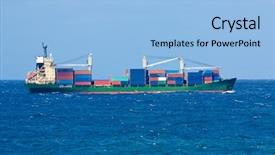  Presentation with cargo ship - Cool new PPT layouts with commercial fleet - cargo ship filled with containers backdrop and a light blue colored foreground