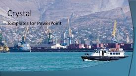  Presentation with fleet - Beautiful slides featuring commercial fleet - ships in a port backdrop and a light blue colored foreground