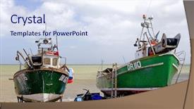  Presentation with fishing boat - Slide set enhanced with commercial fleet - uk fishing boat background and a sky blue colored foreground
