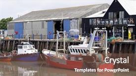  Presentation with fishing boat - Presentation design enhanced with commercial fleet - uk fishing boat background and a tawny brown colored foreground