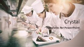  Presentation with dessert - Amazing theme having commercial hotel - chefs standing in a row backdrop and a lemonade colored foreground