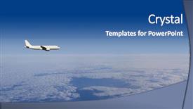  Presentation with jet airplane - PPT theme having commercial jet airplane in flight background and a ocean colored foreground