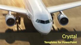  Presentation with runway - PPT theme having commercial jetliner forcing on runway background and a tawny brown colored foreground